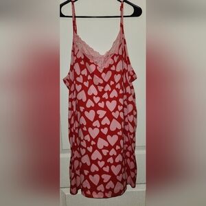 Charming Heart Print Red and Pink Nightgown